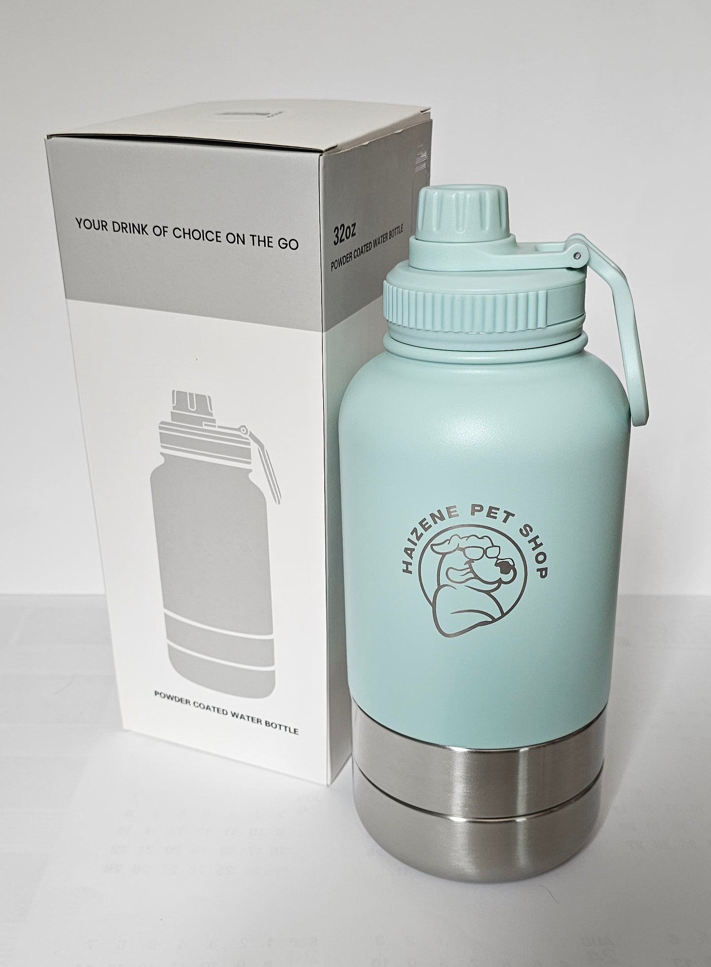 3 in 1 Portable Stainless Steel Water Bottle for Pets and Owners-32 OZ