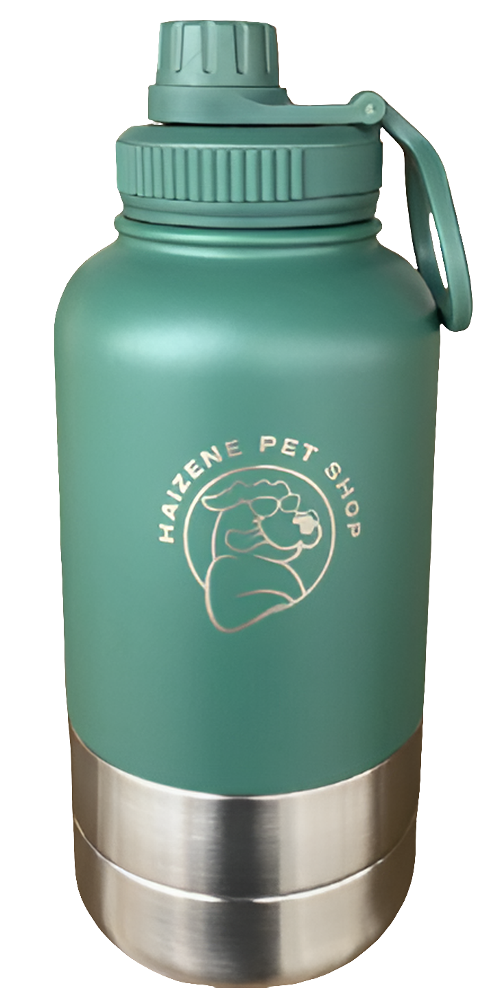 3 in 1 Portable Stainless Steel Water Bottle for Pets and Owners-32 OZ