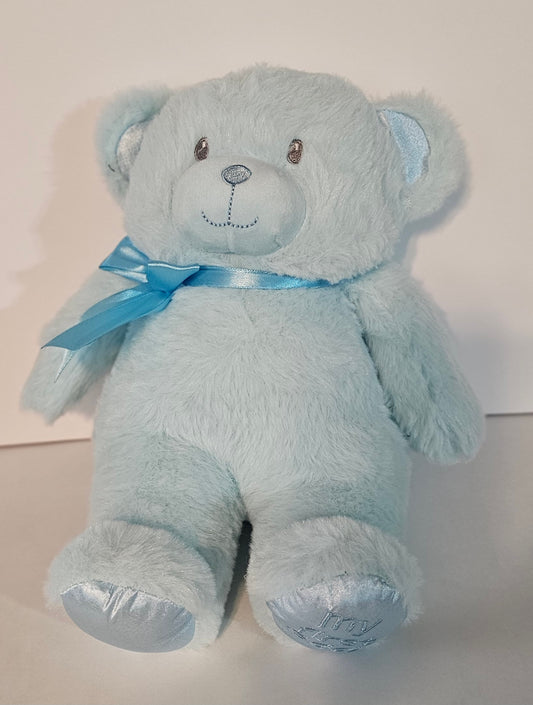 Cute & Soft Stuffed Light Blue Teddy Bear by Uxue Diapers Cakes