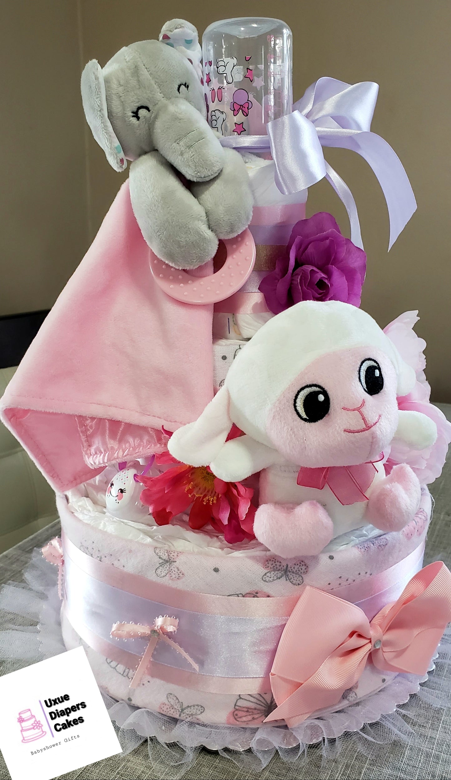 Pink Diapers Cake-Sheep