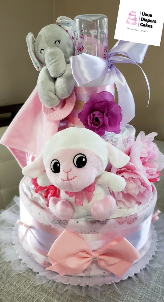 Pink Diapers Cake-Sheep