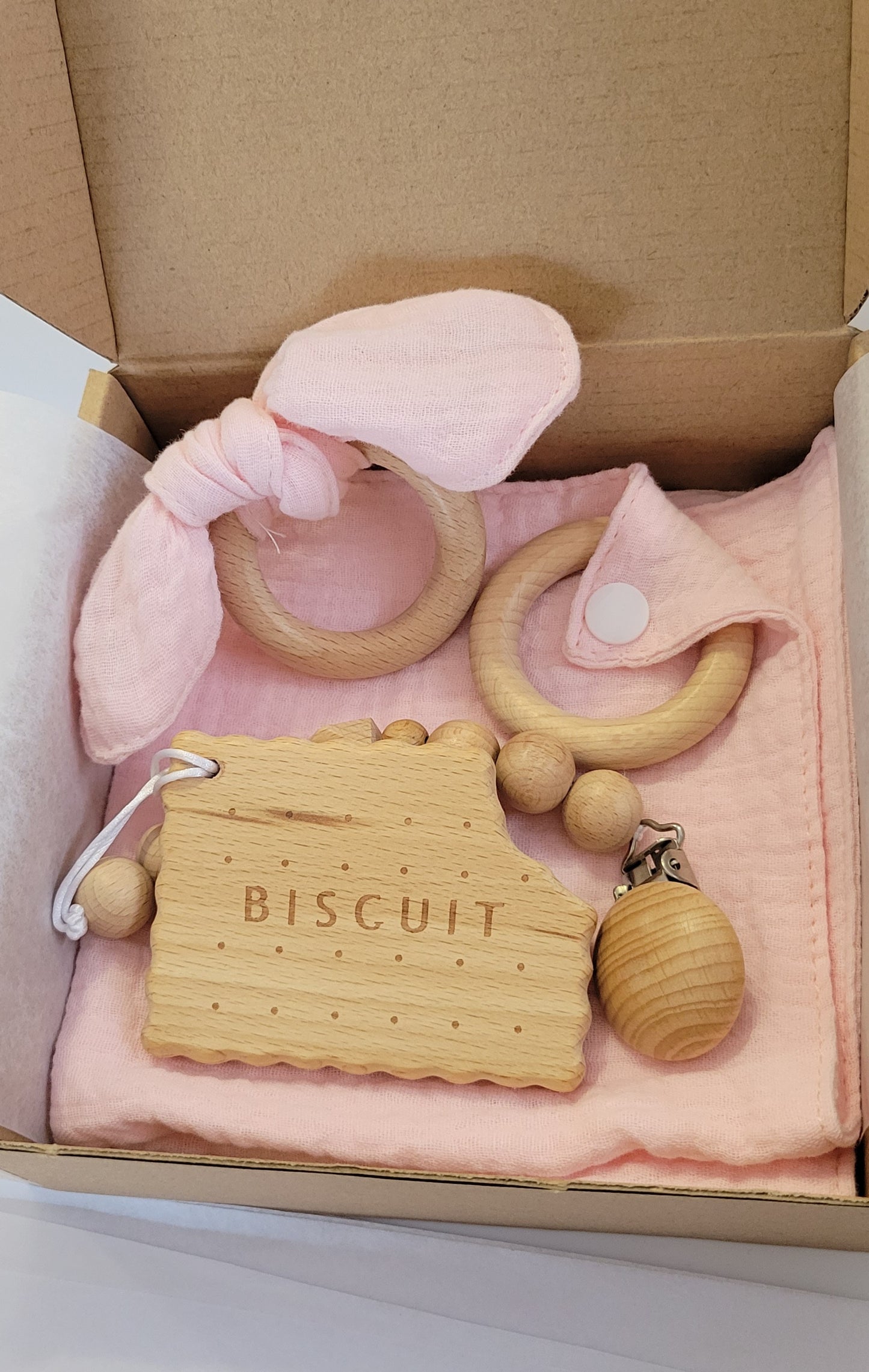 3 Pcs Baby Wooden-Cotton Teether Set