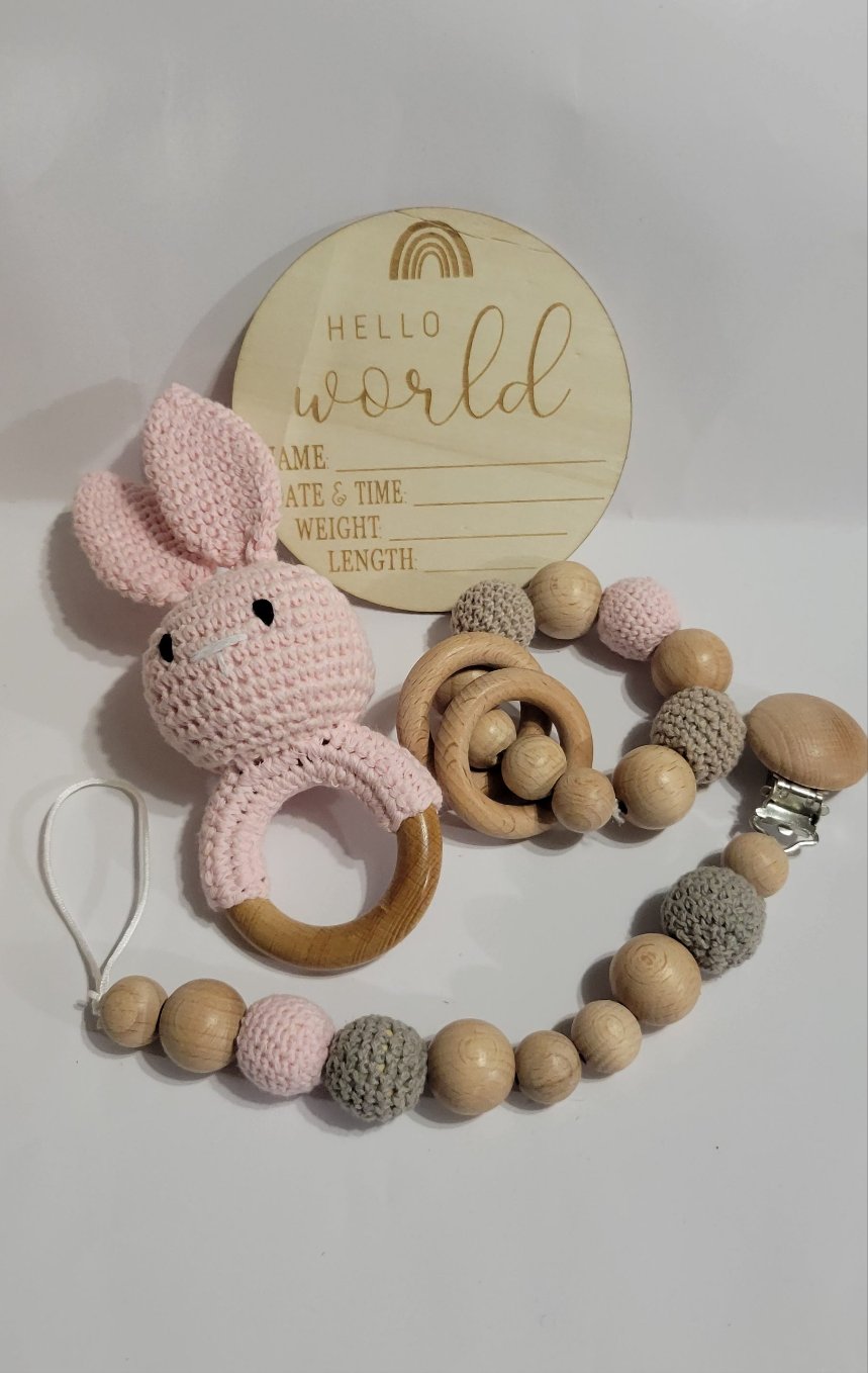 Baby Bunny Crochet Wooden Set- 4 Pieces